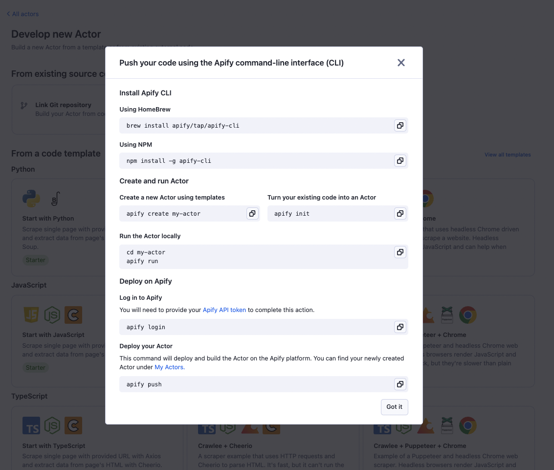 Apify actor marketplace