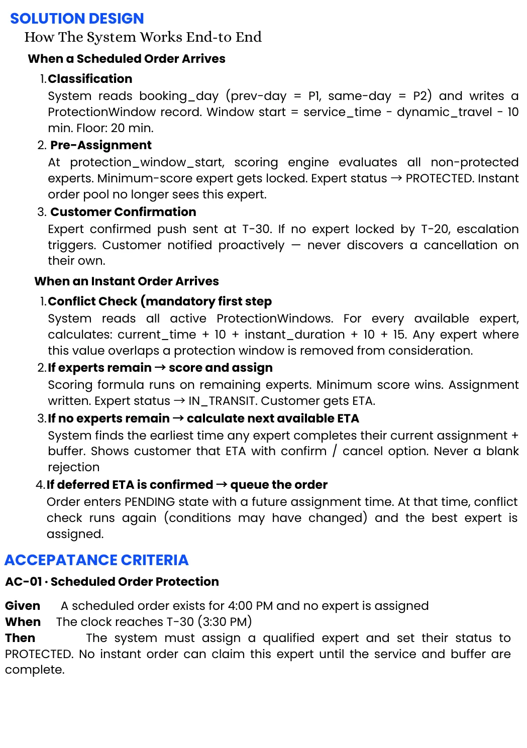 Solution Design End-to-End & Acceptance Criteria (AC-01, AC-02)