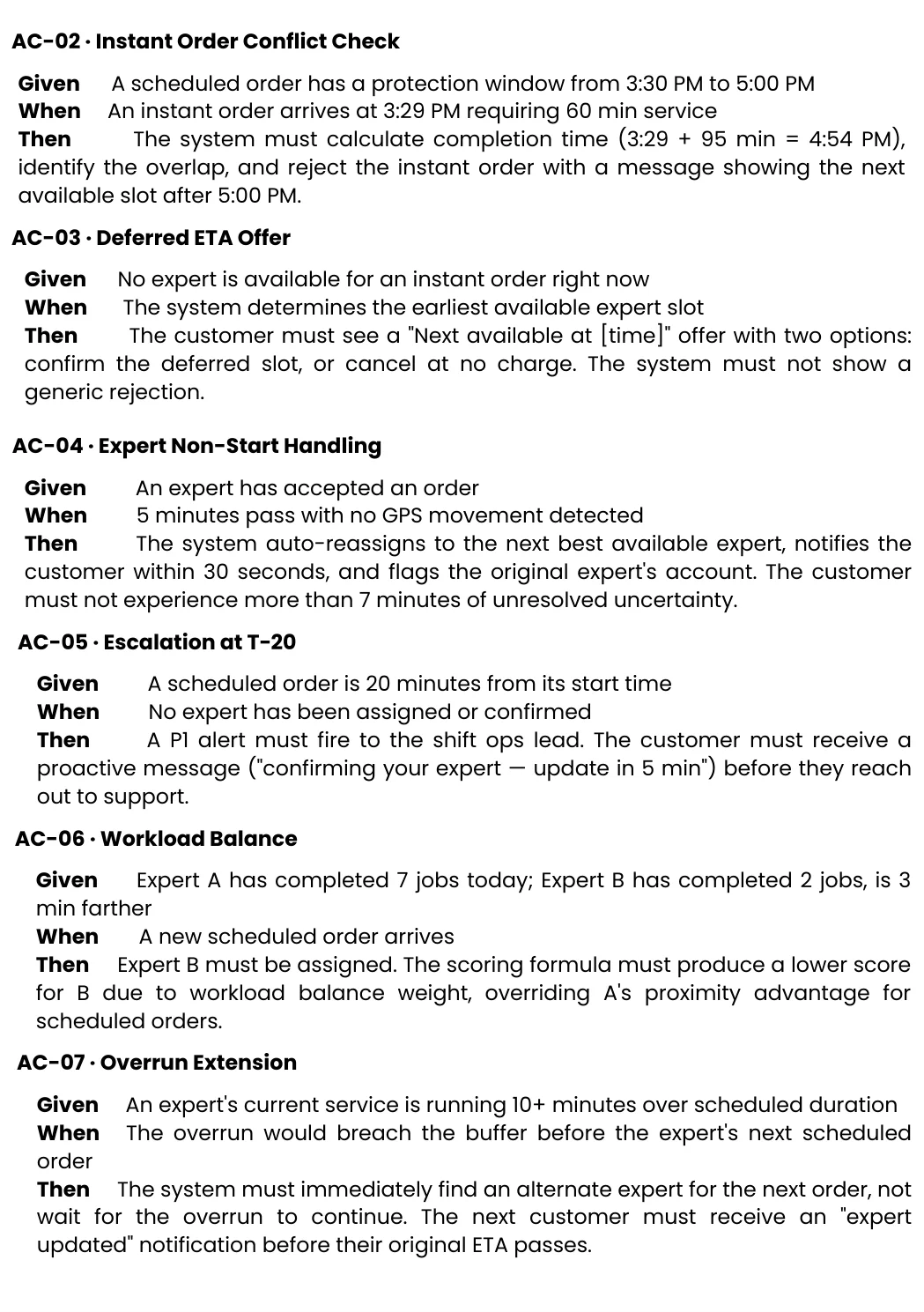 Acceptance Criteria — AC-02 through AC-07